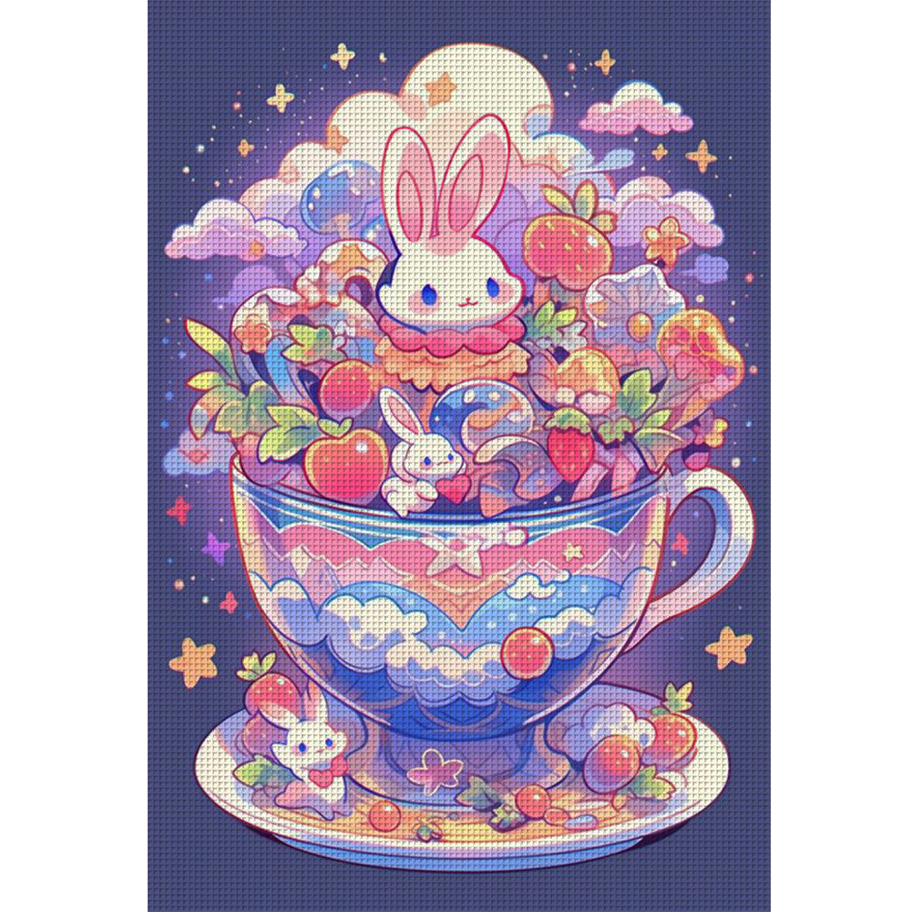 Bunny In Teacup - 11CT Stamped Cross Stitch 40*60CM