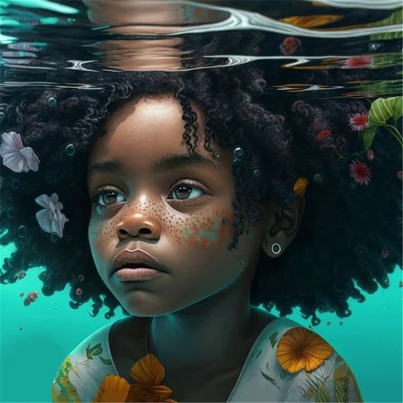 Black Girl - Full Round Drill Diamond Painting 30*30CM