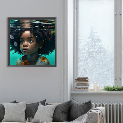 Black Girl - Full Round Drill Diamond Painting 30*30CM