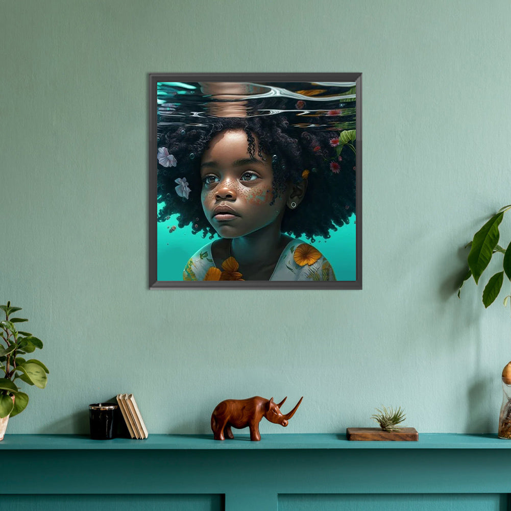 Black Girl - Full Round Drill Diamond Painting 30*30CM