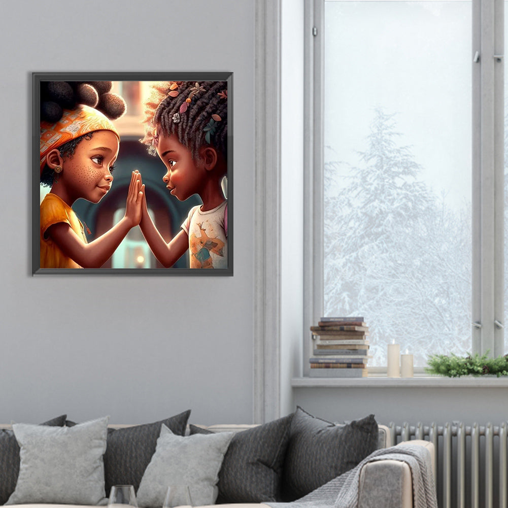 Black Girl - Full Round Drill Diamond Painting 30*30CM