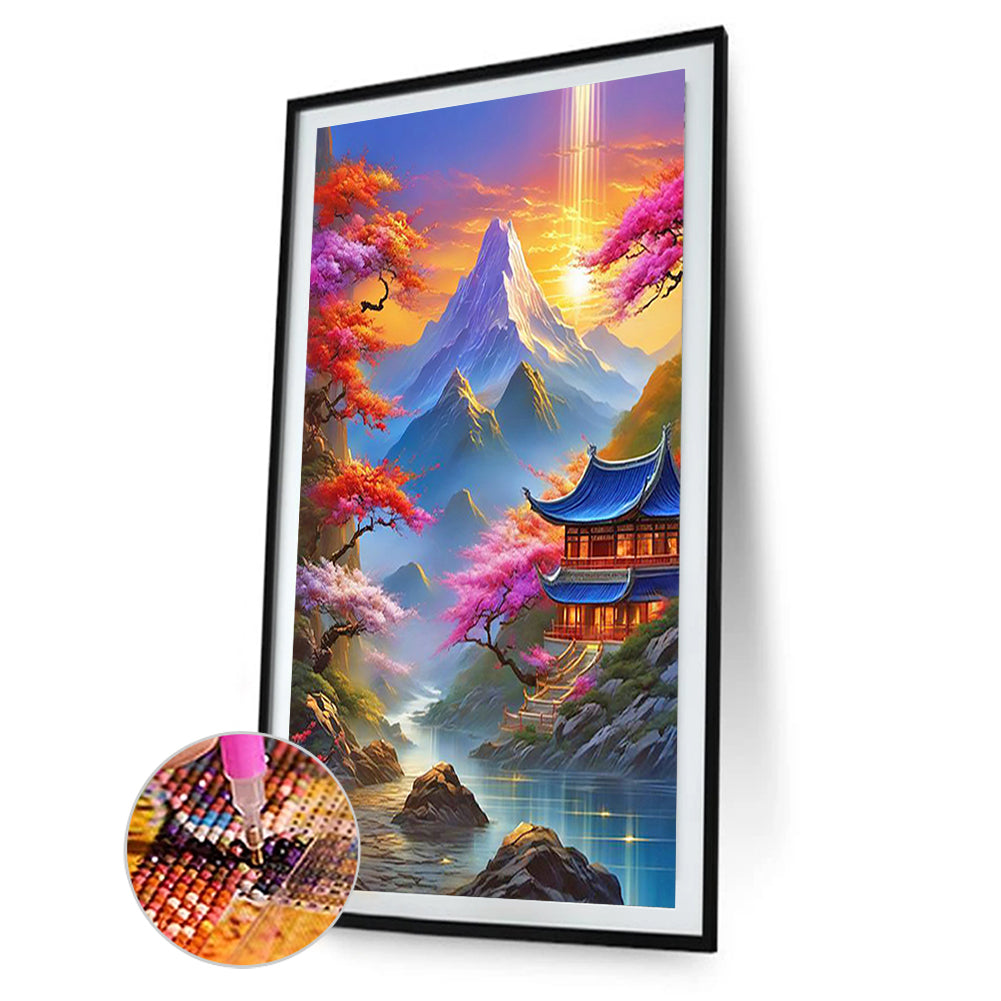 Beautiful Scenery Of Mountains And Rivers - Full Round Drill Diamond Painting 40*60CM