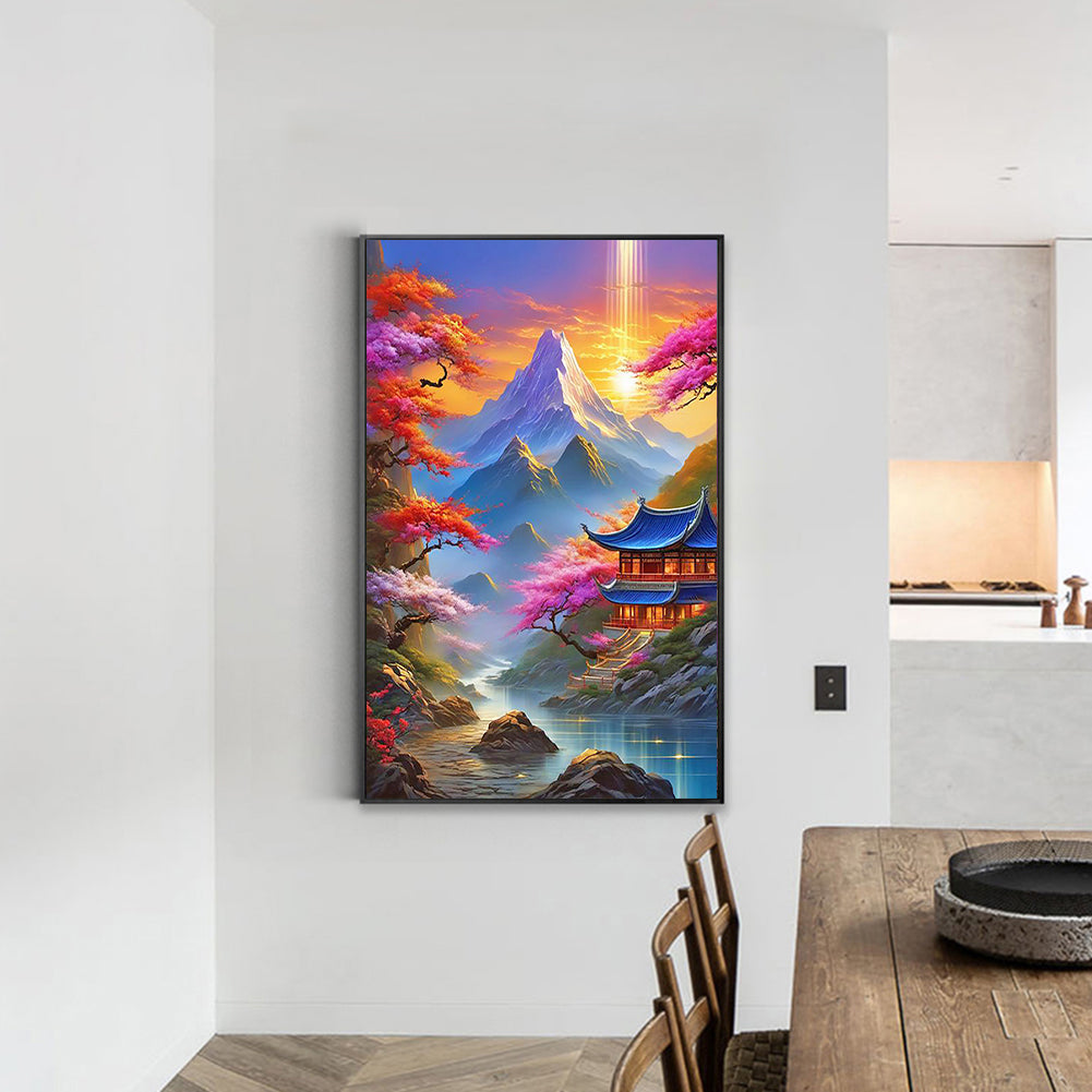 Beautiful Scenery Of Mountains And Rivers - Full Round Drill Diamond Painting 40*60CM