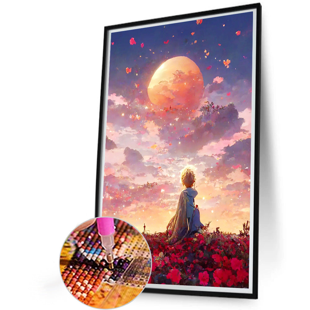 The Little Prince And The Planet Rose - Full Round Drill Diamond Painting 40*60CM