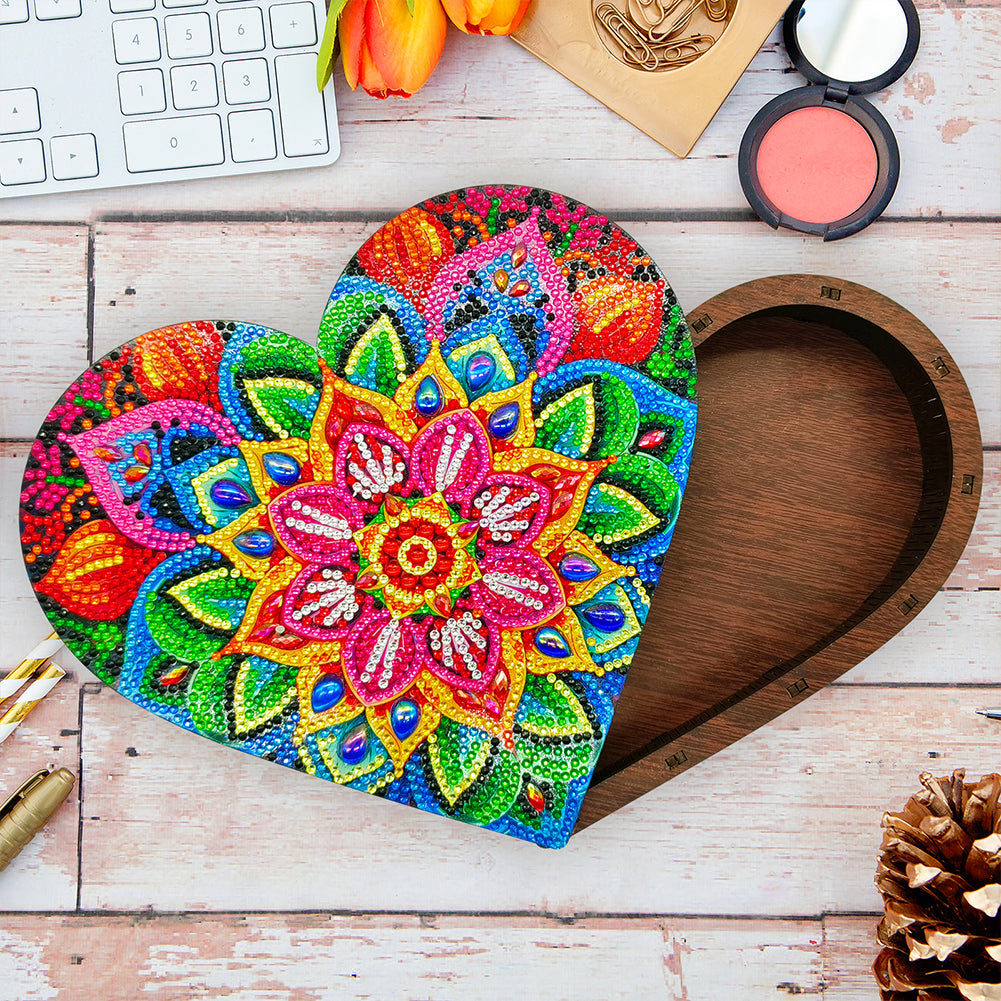 Wood DIY Diamond Painting Jewelry Organizer Box Kit for Adults Kids (Mandala)