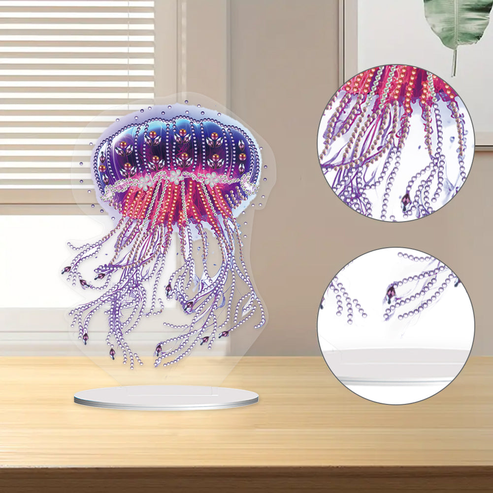 5D Diamond Painting Desktop Ornament for Home Office Desktop Decor (Jellyfish)