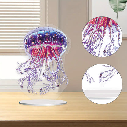 5D Diamond Painting Desktop Ornament for Home Office Desktop Decor (Jellyfish)