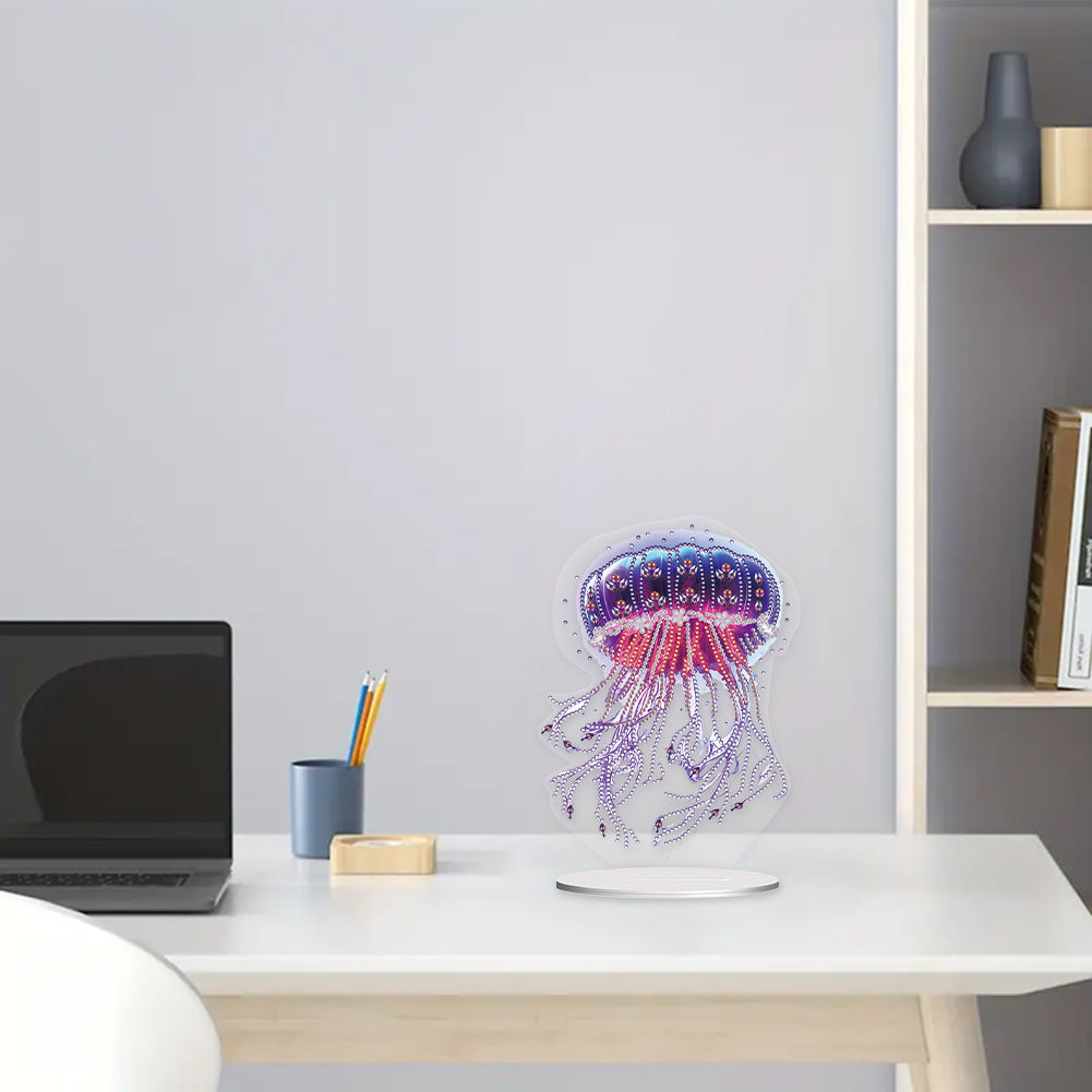 5D Diamond Painting Desktop Ornament for Home Office Desktop Decor (Jellyfish)