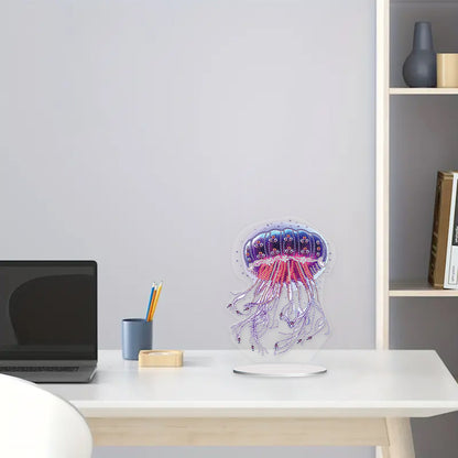 5D Diamond Painting Desktop Ornament for Home Office Desktop Decor (Jellyfish)