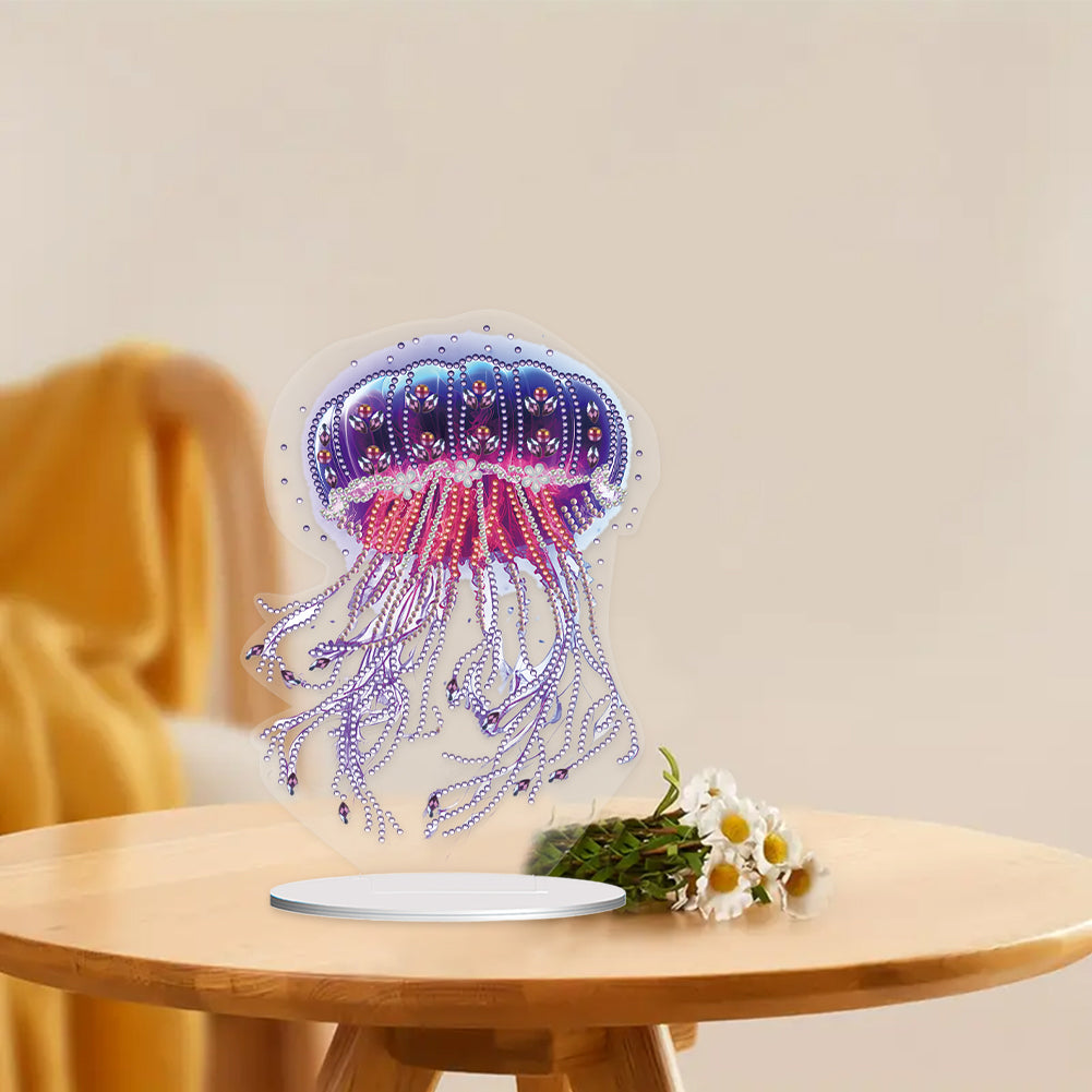 5D Diamond Painting Desktop Ornament for Home Office Desktop Decor (Jellyfish)