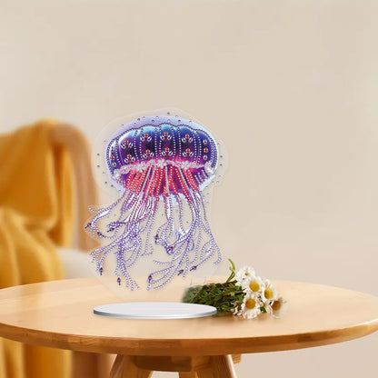 5D Diamond Painting Desktop Ornament for Home Office Desktop Decor (Jellyfish)