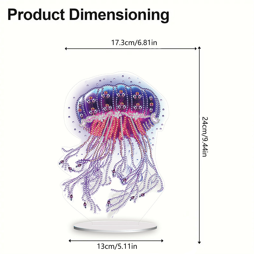 5D Diamond Painting Desktop Ornament for Home Office Desktop Decor (Jellyfish)