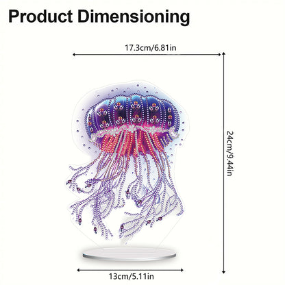 5D Diamond Painting Desktop Ornament for Home Office Desktop Decor (Jellyfish)