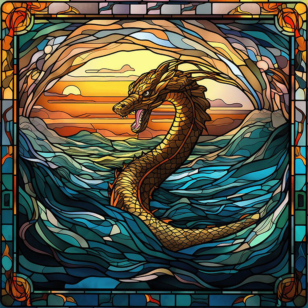 Dragon In Mural - Full AB Round Drill Diamond Painting 40*40CM
