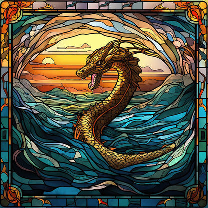 Dragon In Mural - Full AB Round Drill Diamond Painting 40*40CM