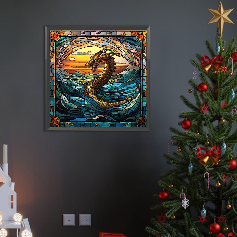 Dragon In Mural - Full AB Round Drill Diamond Painting 40*40CM