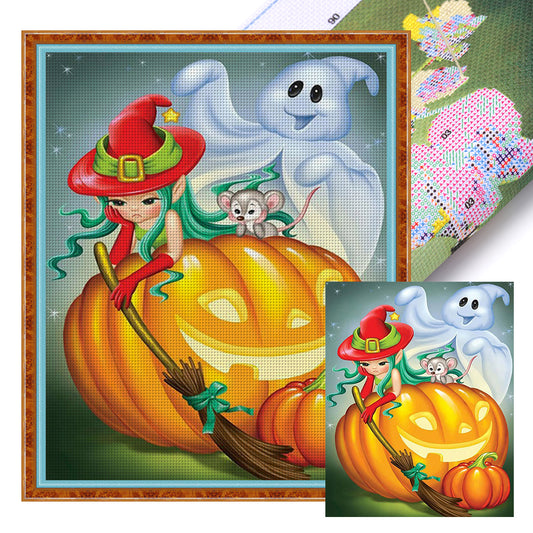 Pumpkin Ghost - 11CT Stamped Cross Stitch 40*50CM