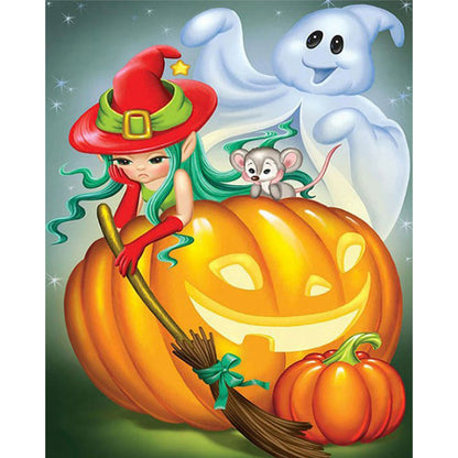 Pumpkin Ghost - 11CT Stamped Cross Stitch 40*50CM