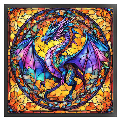 Glass Painting-Pterosaur - 14CT Stamped Cross Stitch 40*40CM