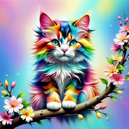 Colorful Cat - Full Round Drill Diamond Painting 30*30CM