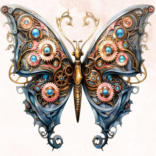 Steampunk Butterfly - Full Round Drill Diamond Painting 30*30CM