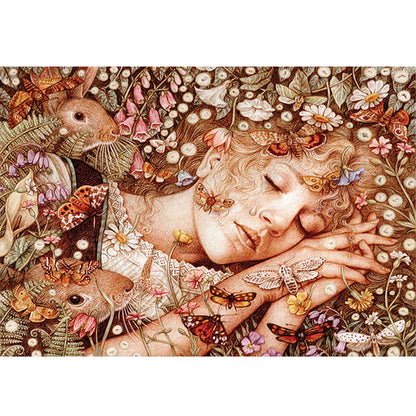 Girl In Flowers - 11CT Stamped Cross Stitch 70*55CM