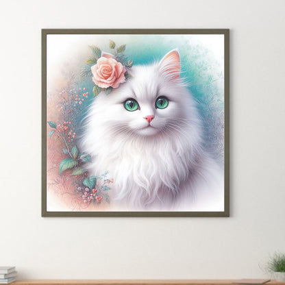 White Cat - Full Round Drill Diamond Painting 30*30CM