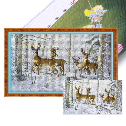 Snow Deer - 11CT Stamped Cross Stitch 85*51CM