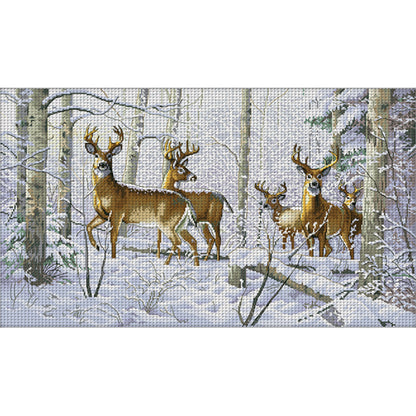 Snow Deer - 11CT Stamped Cross Stitch 85*51CM