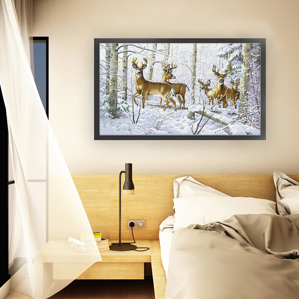 Snow Deer - 11CT Stamped Cross Stitch 85*51CM