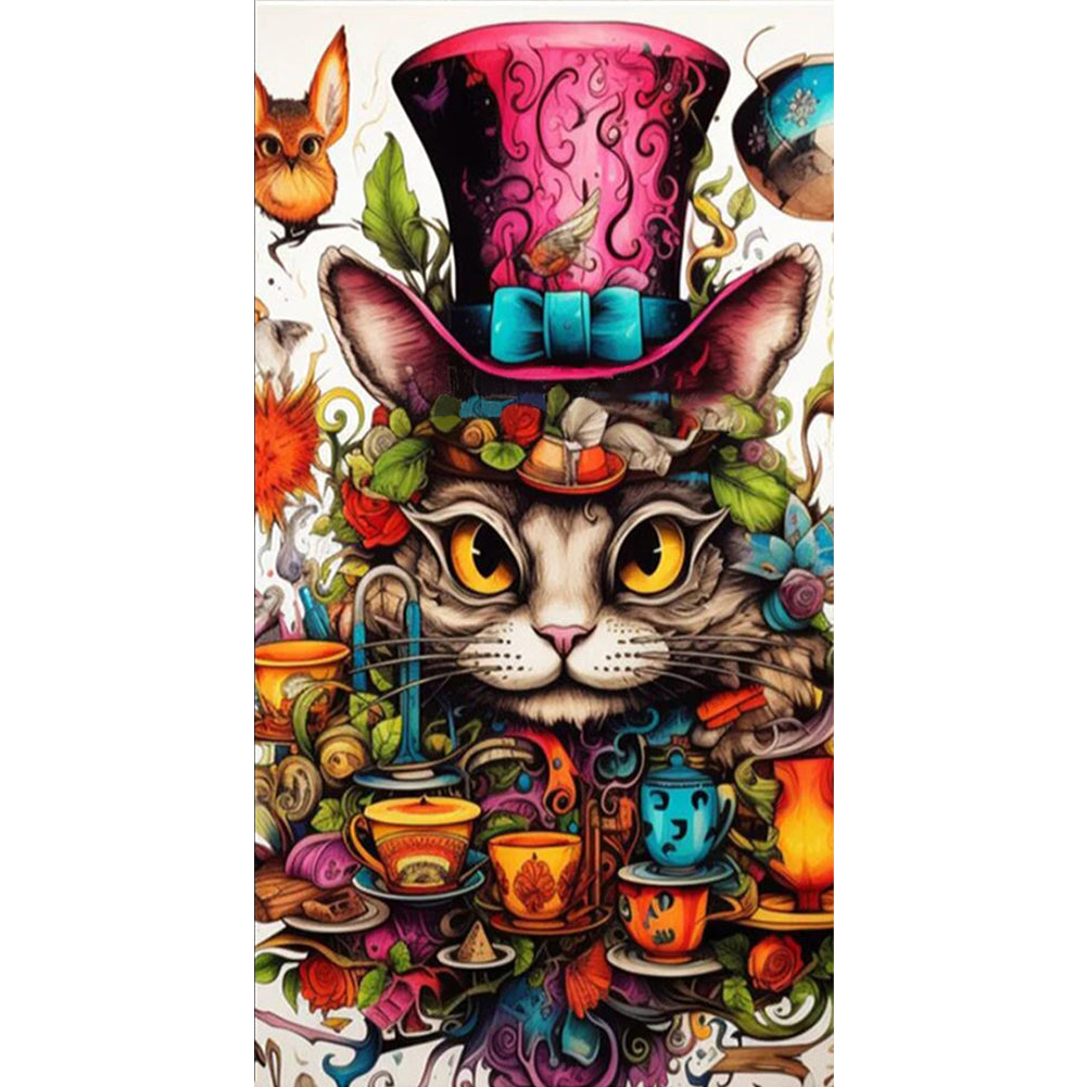 Cat And Tea Cup - 11CT Stamped Cross Stitch 50*90CM