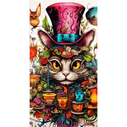Cat And Tea Cup - 11CT Stamped Cross Stitch 50*90CM