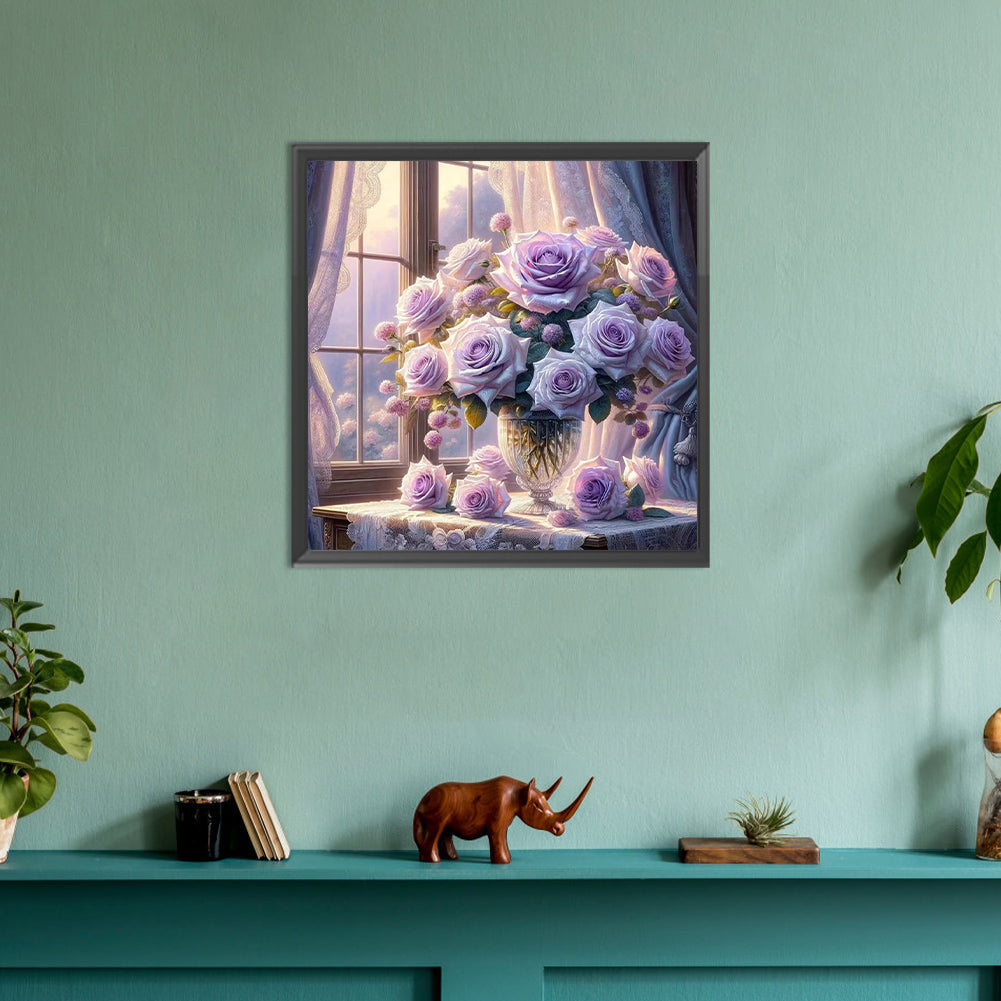 Window Vase - Full Round Drill Diamond Painting 30*30CM