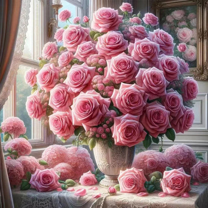Window Vase - Full Round Drill Diamond Painting 30*30CM