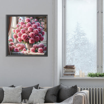 Window Vase - Full Round Drill Diamond Painting 30*30CM