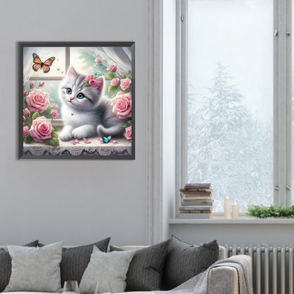 Kitten By The Window - Full Round Drill Diamond Painting 30*30CM