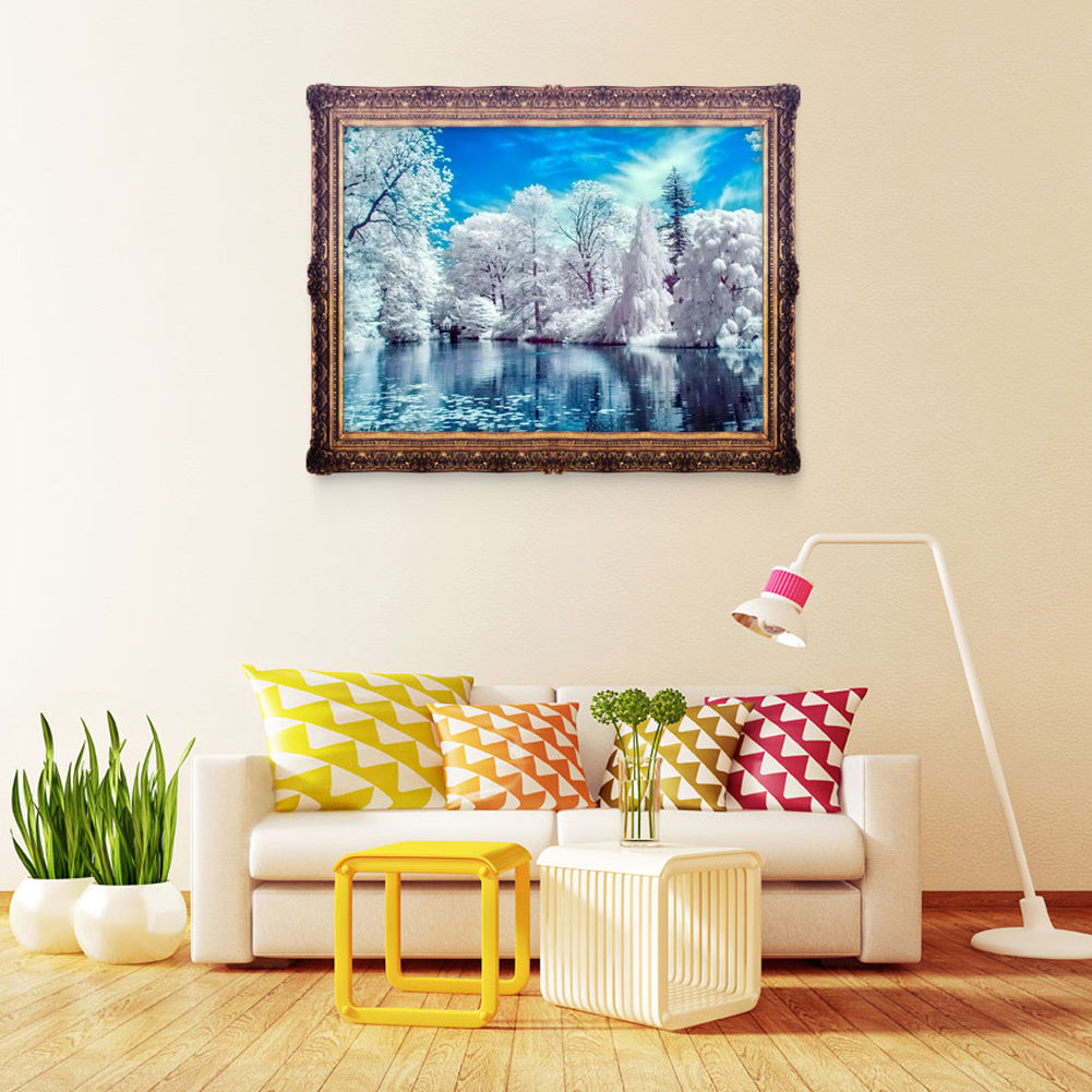 Snow Lake - Full Round Drill Diamond Painting 40*30CM