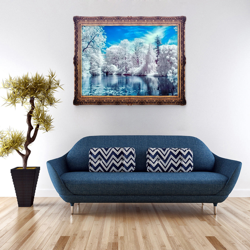 Snow Lake - Full Round Drill Diamond Painting 40*30CM
