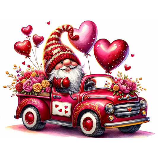 Valentine'S Day Float Gnome - Full Round Drill Diamond Painting 40*30CM