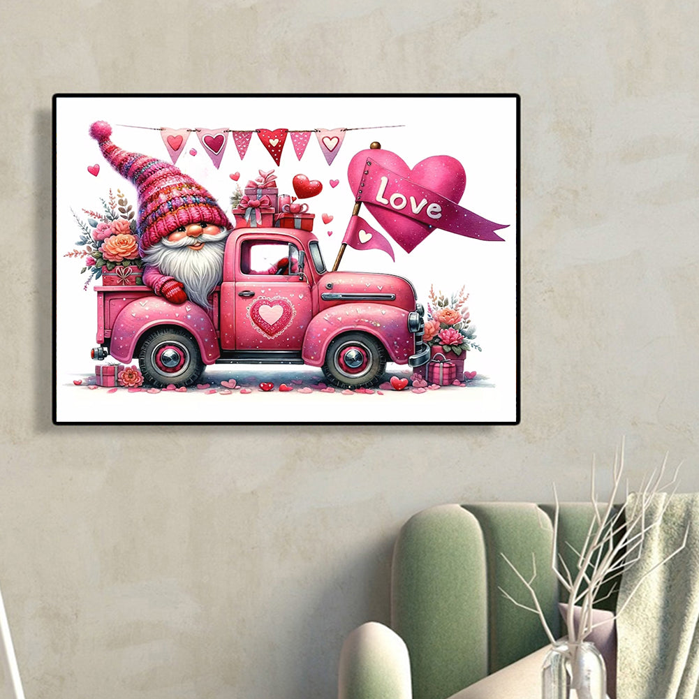 Valentine'S Day Float Gnome - Full Round Drill Diamond Painting 40*30CM