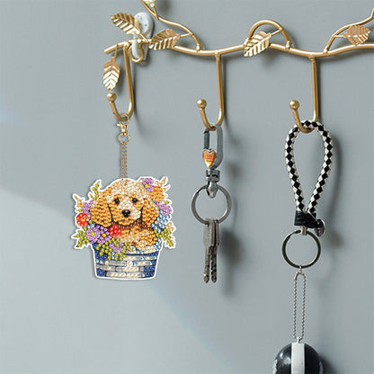 10Pcs Rabbit Double Sided Diamond Painting Keychain Pendant for Beginners Adults