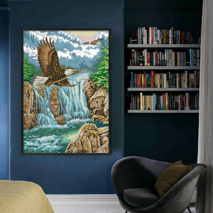 Waterfall Eagle - 11CT Stamped Cross Stitch 50*70CM