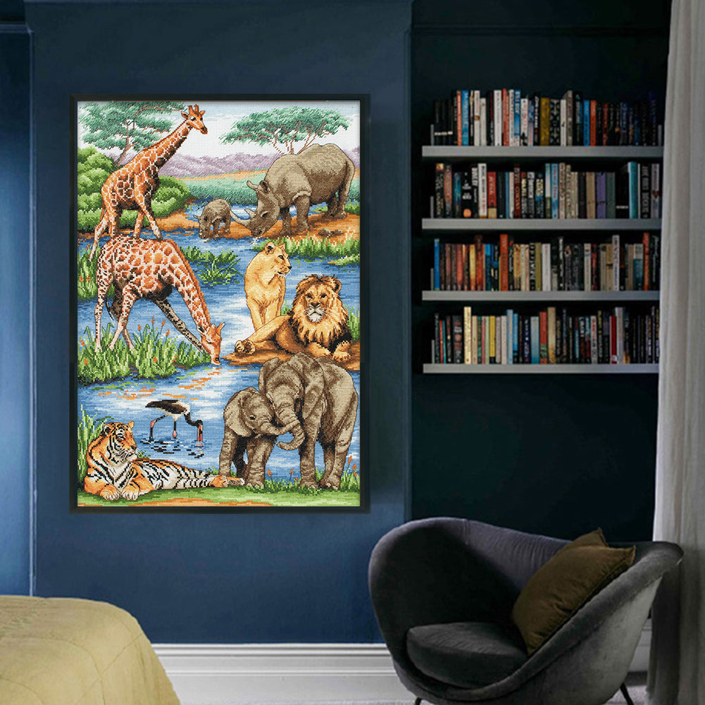 Animal World - 11CT Stamped Cross Stitch 50*70CM