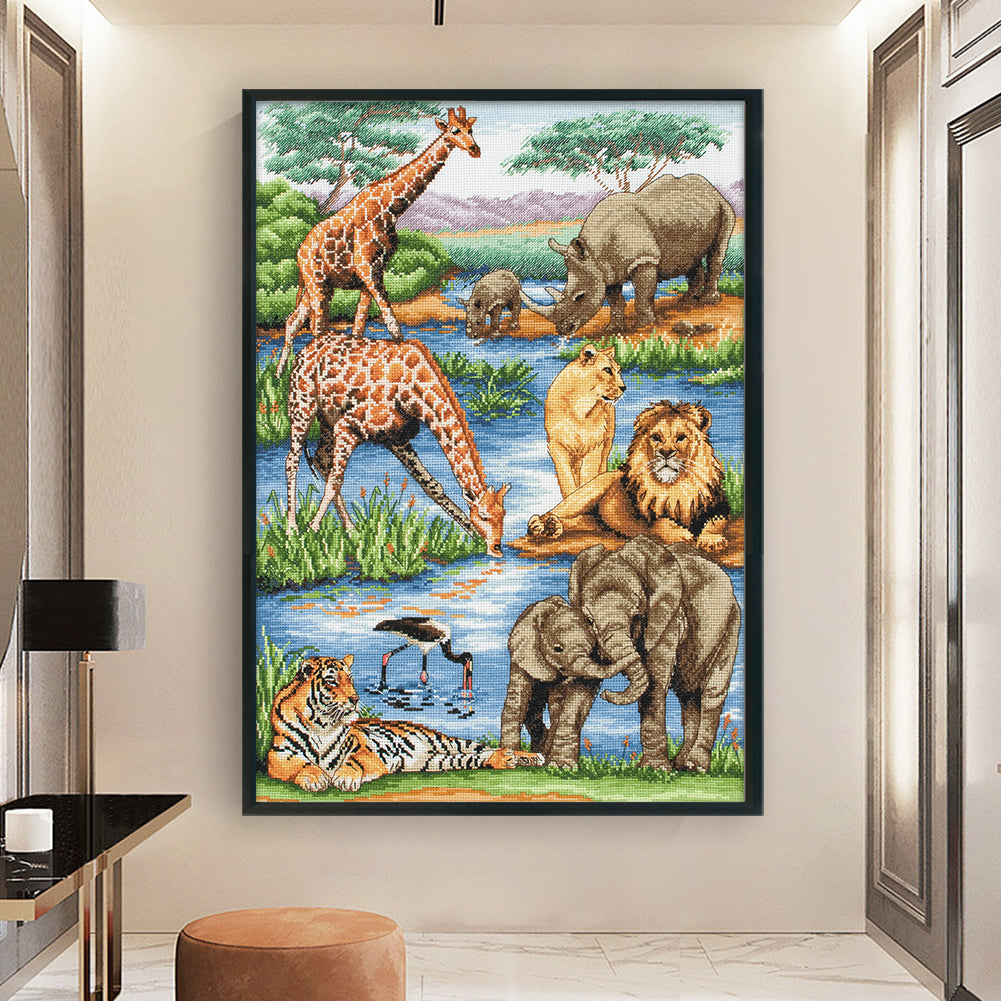 Animal World - 11CT Stamped Cross Stitch 50*70CM