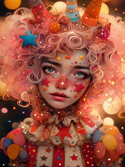 Clown Card - Full Round Drill Diamond Painting 40*60CM
