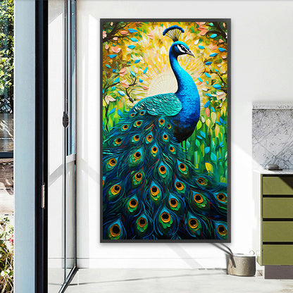 Peacock In Painting - Full Round Drill Diamond Painting 40*70CM