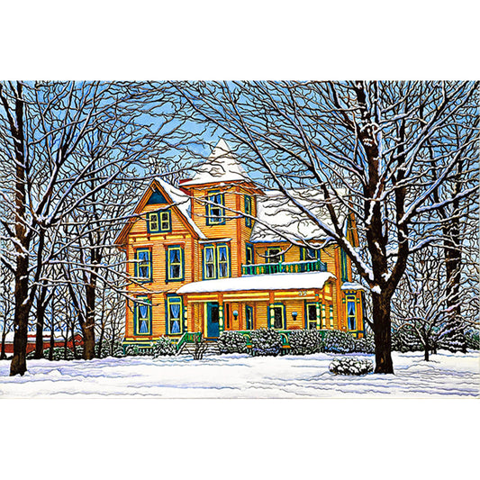 Snow Cabin - 11CT Stamped Cross Stitch 70*50CM