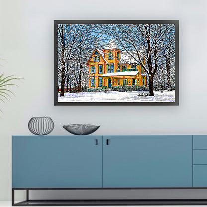 Snow Cabin - 11CT Stamped Cross Stitch 70*50CM