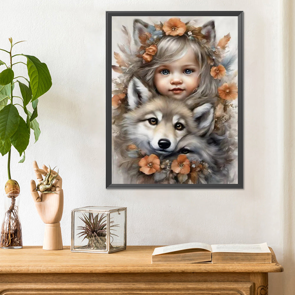 Cute Pet Girl - Full Round Drill Diamond Painting 30*40CM