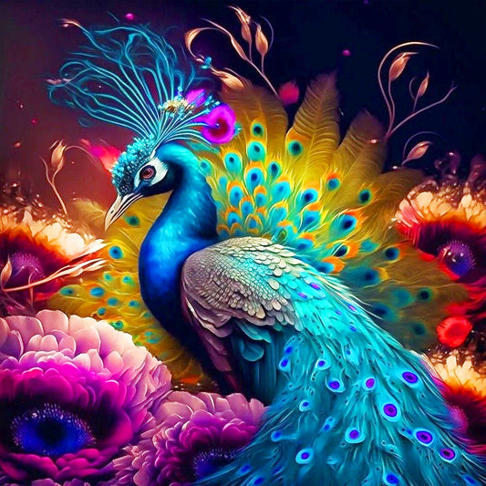 Peacock - Full Round Drill Diamond Painting 30*30CM